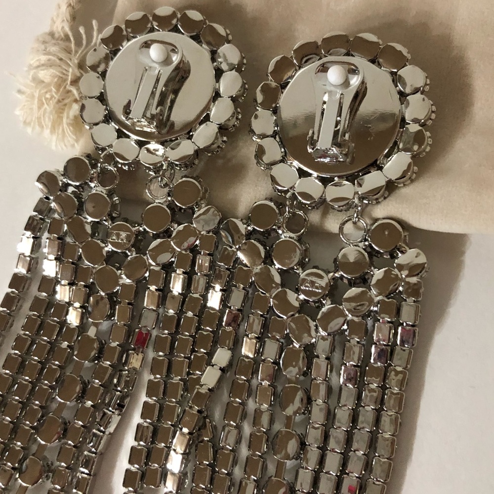 Alessandra rich silver chandelier clip on earrings - Picture 6 of 8
